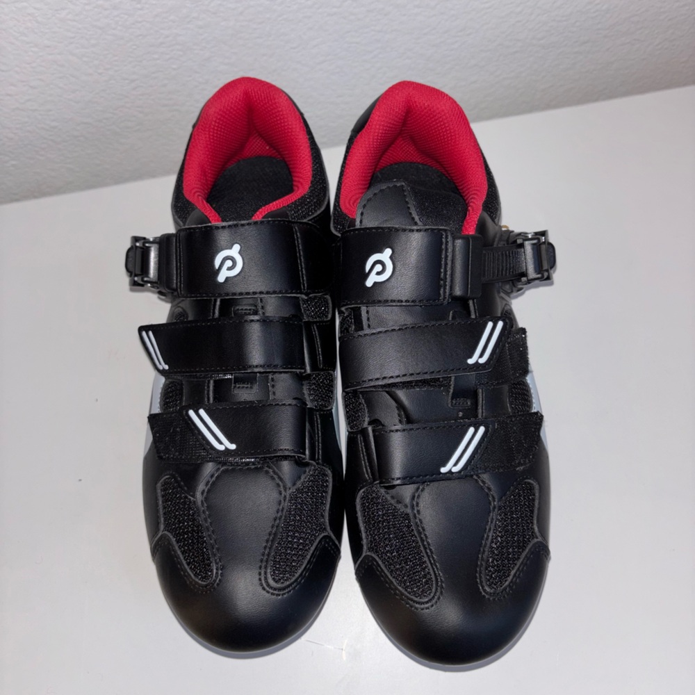 Peloton Black Cycling Shoes with Red Lining